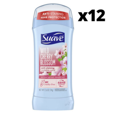 SUAVE Stick déodorant anti-transpirant solide invisible – Fleur de cerisier sauvage 74g
